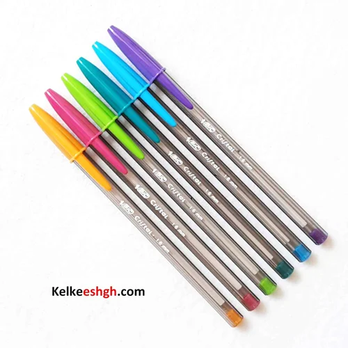 خودکار بیک کریستال لارج 1.6mm - بستههای 6 رنگ فشن (کد 094)