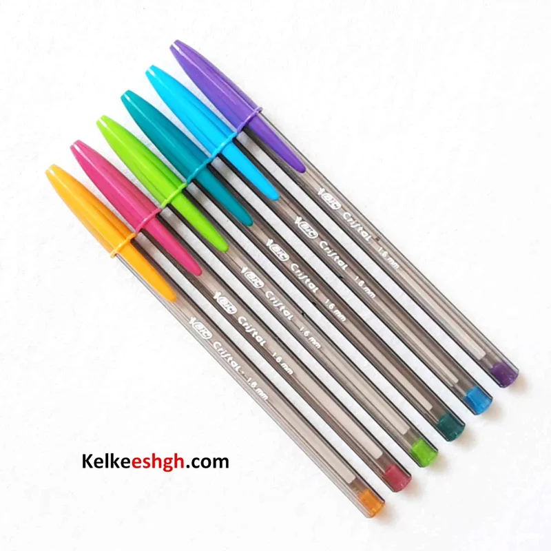 خودکار بیک کریستال لارج 1.6mm - بستههای 6 رنگ فشن (کد 094)