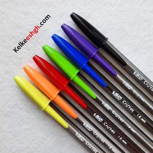 خودکار بیک کریستال لارج 1.6mm - بسته های 7 رنگ (کد 080)
