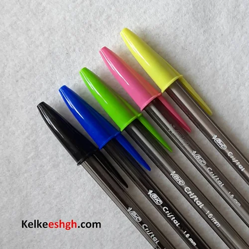 خودکار بیک کریستال لارج 1.6mm - بسته های 5 رنگ (کد 077)