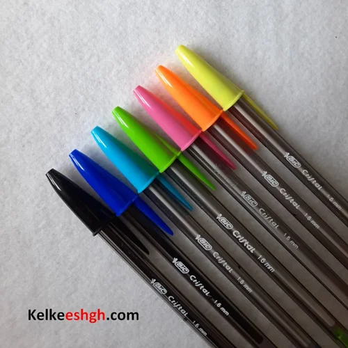 خودکار بیک کریستال لارج 1.6mm - بسته های 7 رنگ (کد 075)