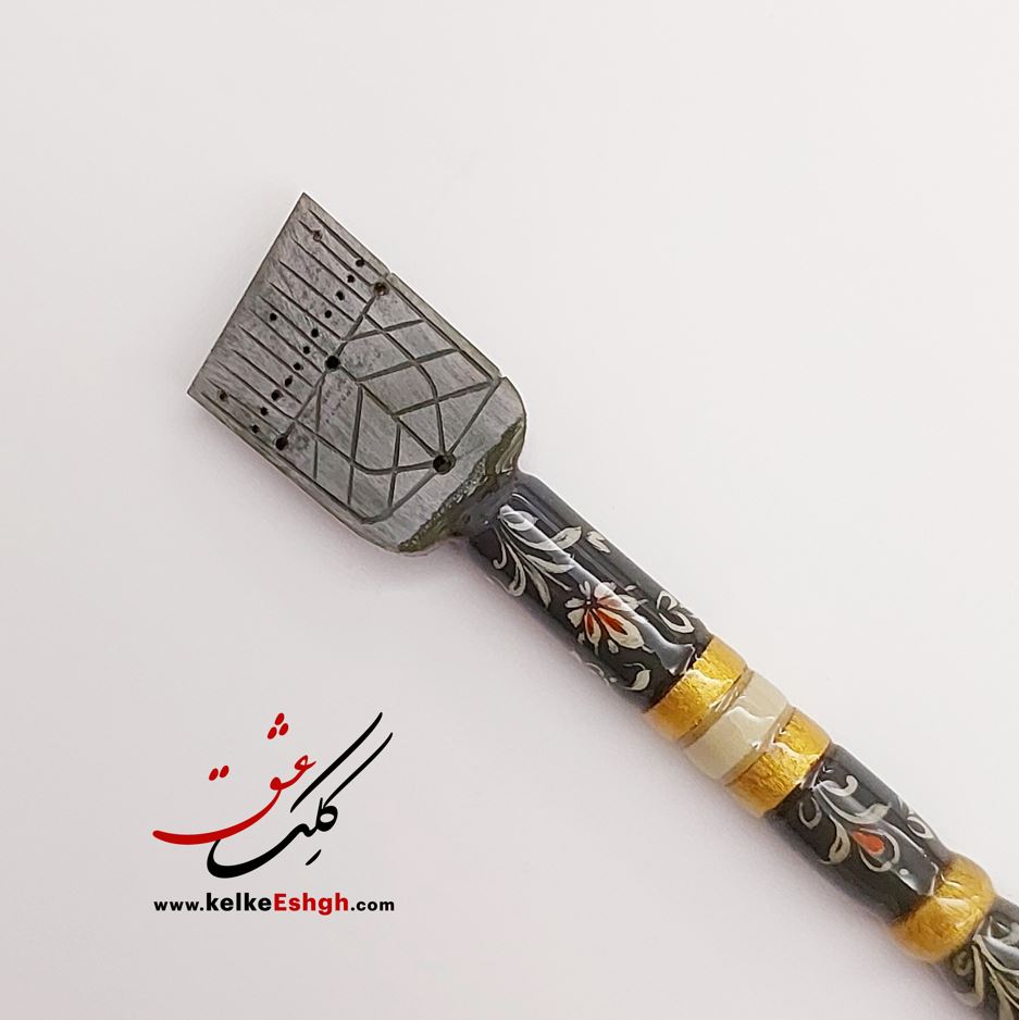 قلم پلیمری 28 میل پارویی نوک سبز رباط جزی - دسته قلم تذهیب شده (ویژه نستعلیق)