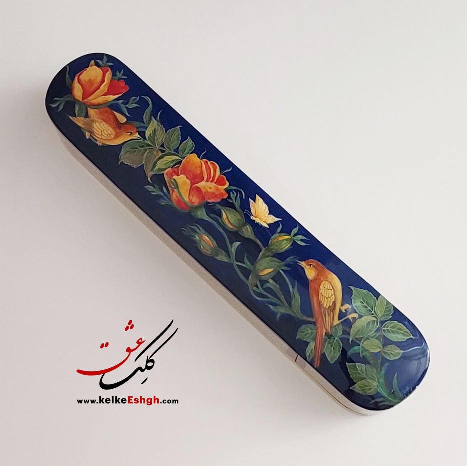 قلمدان خاتم کاری گل و مرغ - کد 109