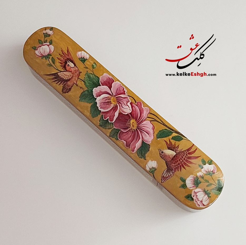 قلمدان خاتم کاری گل و مرغ - کد 108